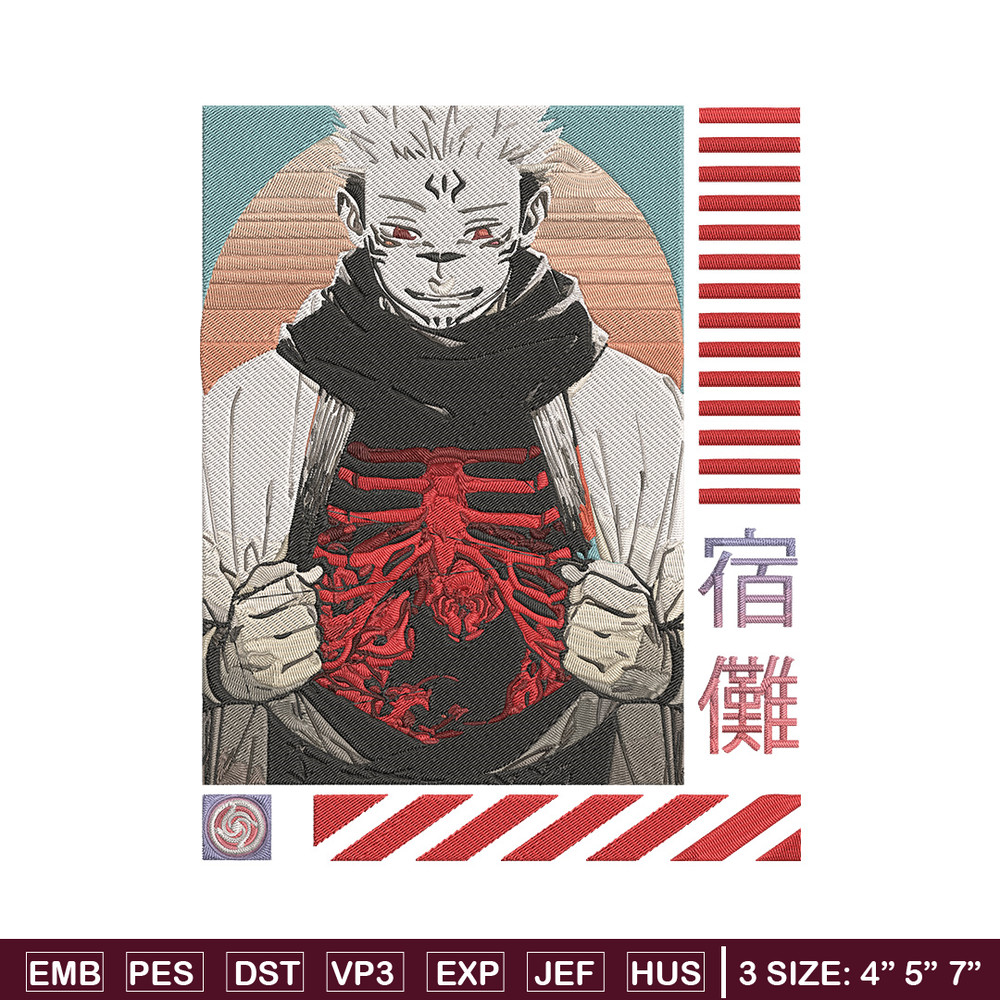 Ryomen Sukuna Embroidery Design, Jujutsu Embroidery, Embroidery File, Anime Embroidery,Anime shirt, Digital download.jpg