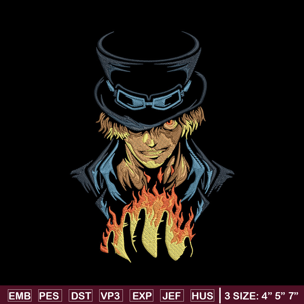 Sabo poster Embroidery Design,One piece Embroidery, Embroidery File, Anime Embroidery, Anime shirt, Digital download.jpg