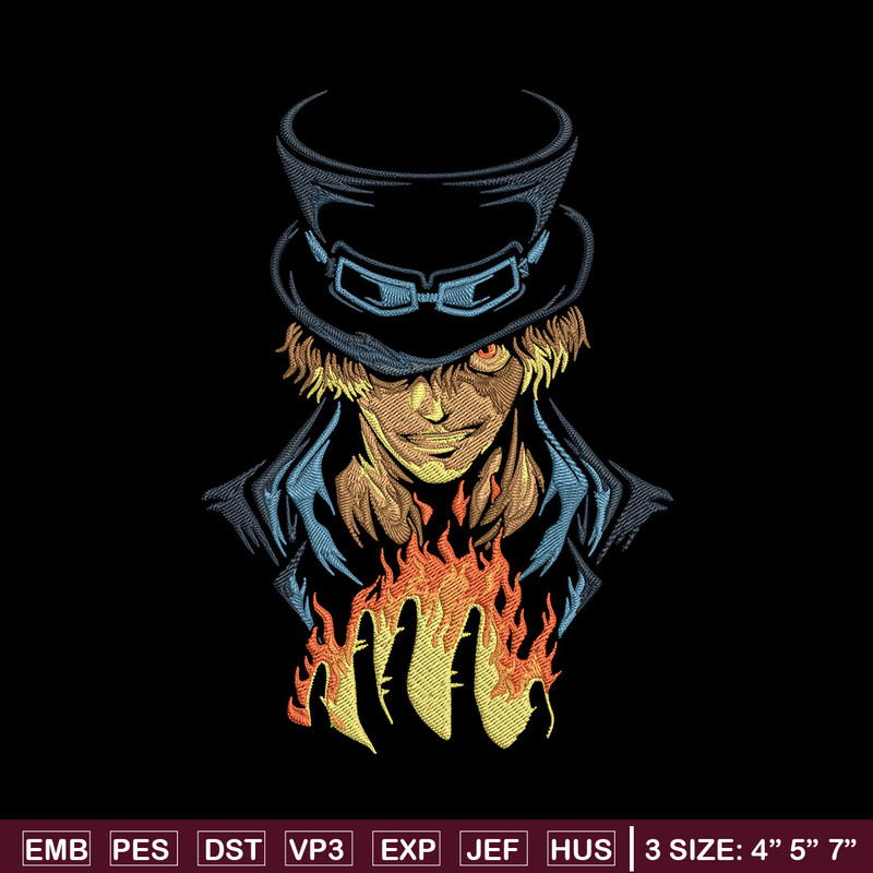 Sabo poster Embroidery Design,One piece Embroidery, Embroidery File, Anime Embroidery, Anime shirt, Digital download.jpg