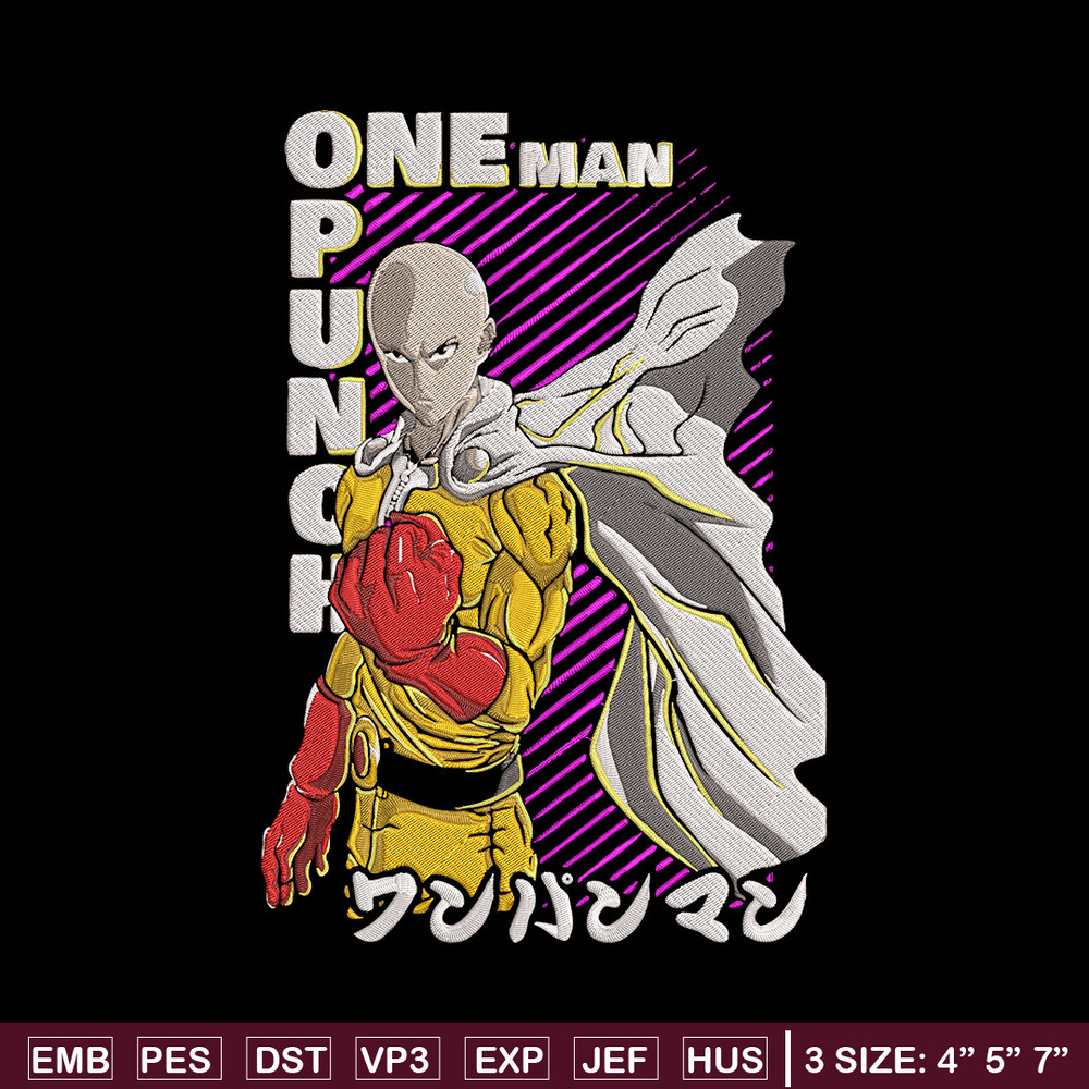 Saitama Embroidery Design, One punch man Embroidery,Embroidery File, Anime Embroidery, Anime shirt, Digital download.jpg