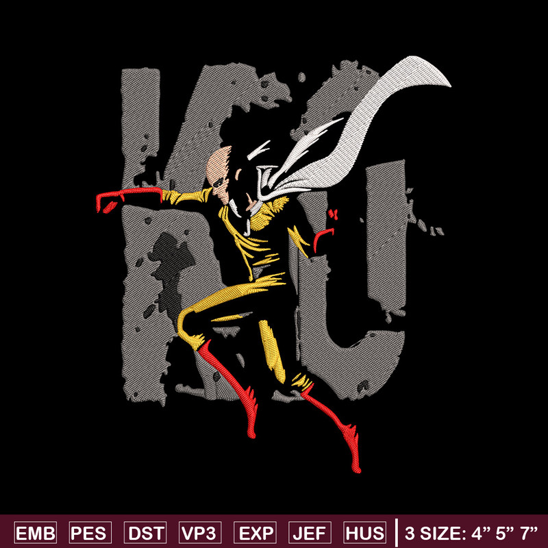 Saitama KO Embroidery Design, One punch man Embroidery,Embroidery File, Anime Embroidery, Anime shirt, Digital download.jpg