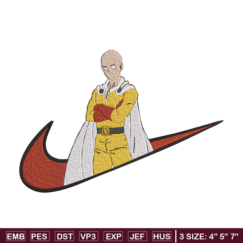 Saitama nike Embroidery Design, One punch man Embroidery, Embroidery File,Nike Embroidery, Anime shirt, Digital download.jpg