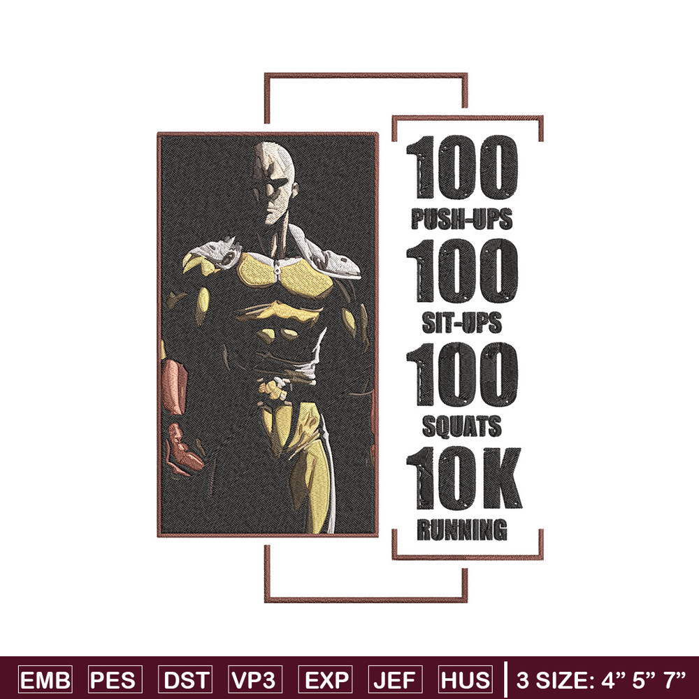 Saitama poster Embroidery Design, One punch man Embroidery,Embroidery File,Anime Embroidery,Anime shirt,Digital download.jpg