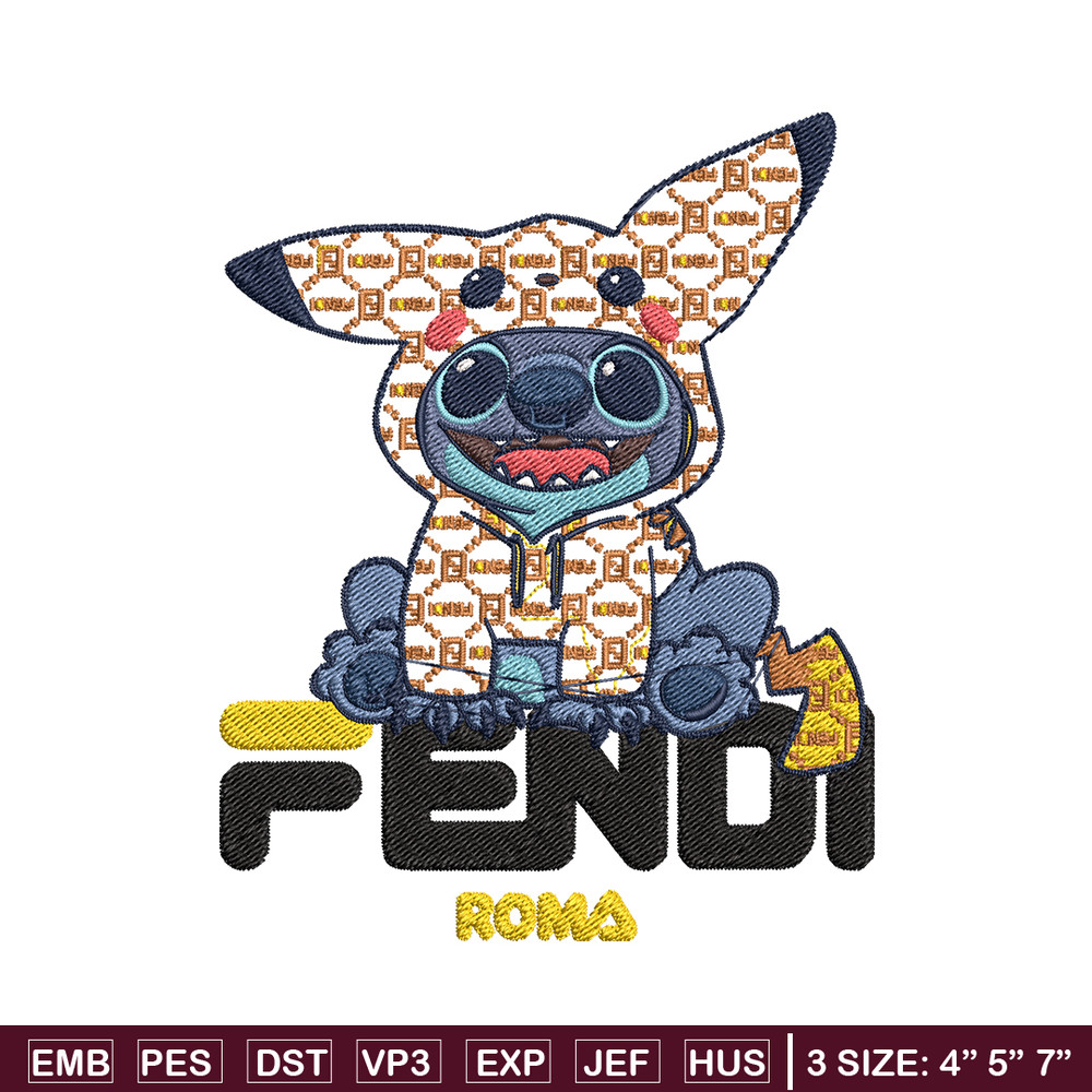 Stitch And Pikachu Fendi Embroidery design, cartoon Embroidery, cartoon design, Embroidery File, Instant download..jpg