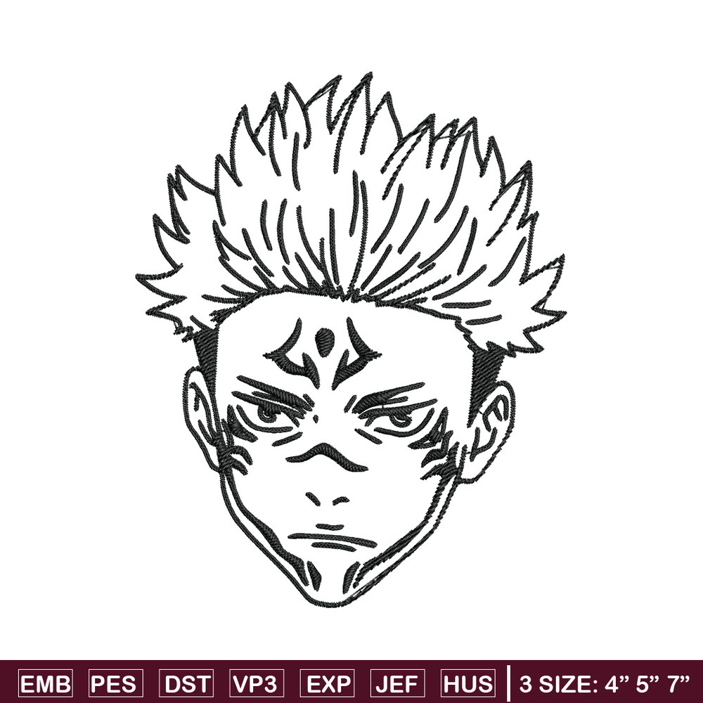 Sukuna Face Embroidery Design, Jujutsu Embroidery, Embroidery File, Anime Embroidery, Anime shirt, Digital download.jpg