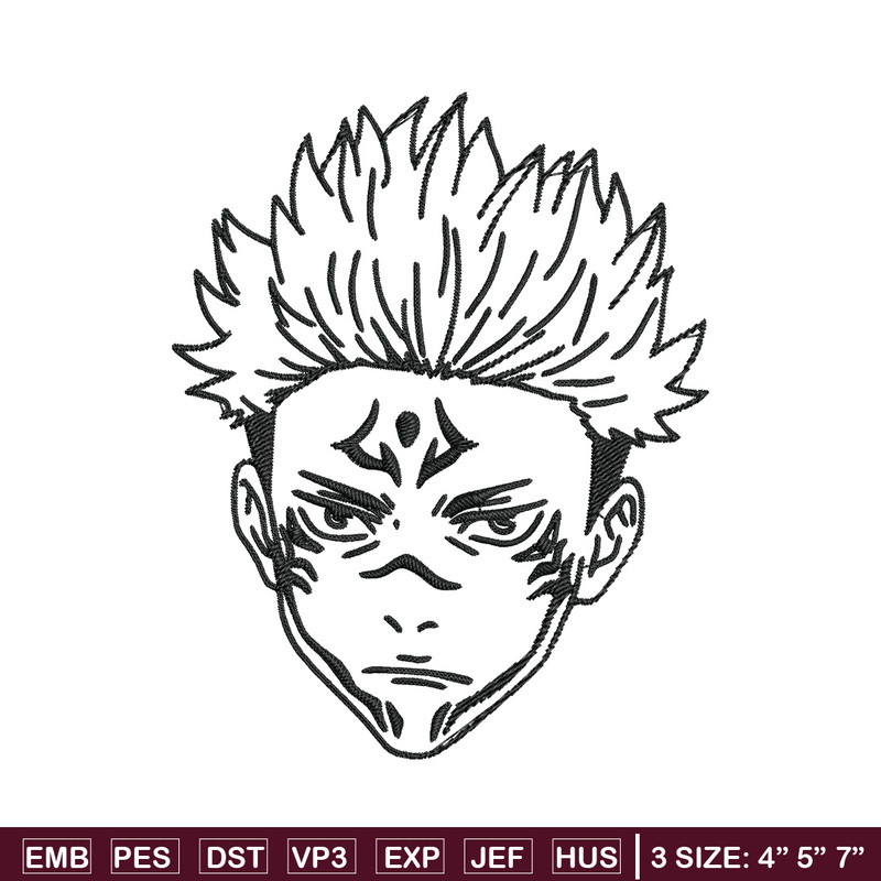 Sukuna face Embroidery Design, Jujutsu Embroidery, Embroidery File,Anime Embroidery, Anime shirt, Digital download.jpg