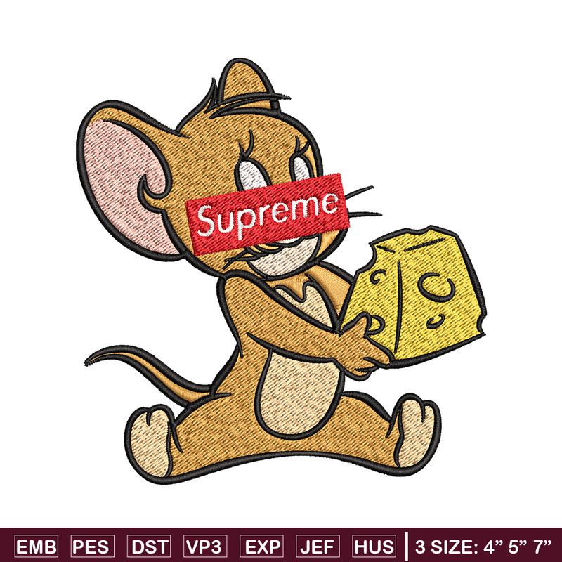 Supreme Cartoon Jerry Embroidery design, Disney cartoon Embroidery, cartoon design, Embroidery File, Digital download.jpg