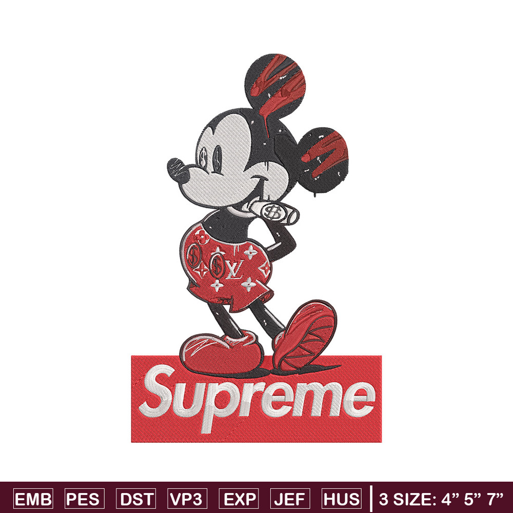 Supreme mickey Embroidery Design, Mickey Embroidery, Embroidery File, Supreme Embroidery, Anime shirt, Digital download.jpg