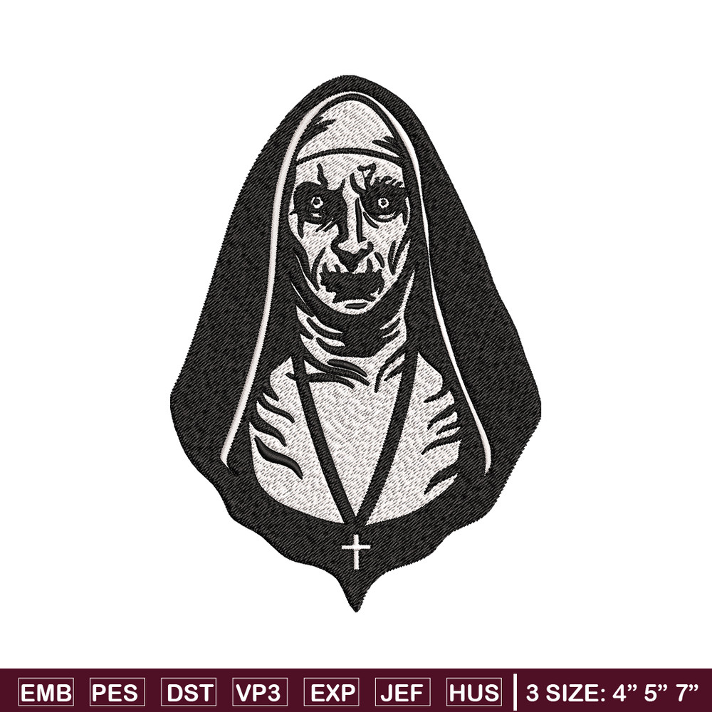 The Nun Embroidery design, The Nun logo Embroidery, Horror design, Embroidery File, logo shirt, Digital download..jpg