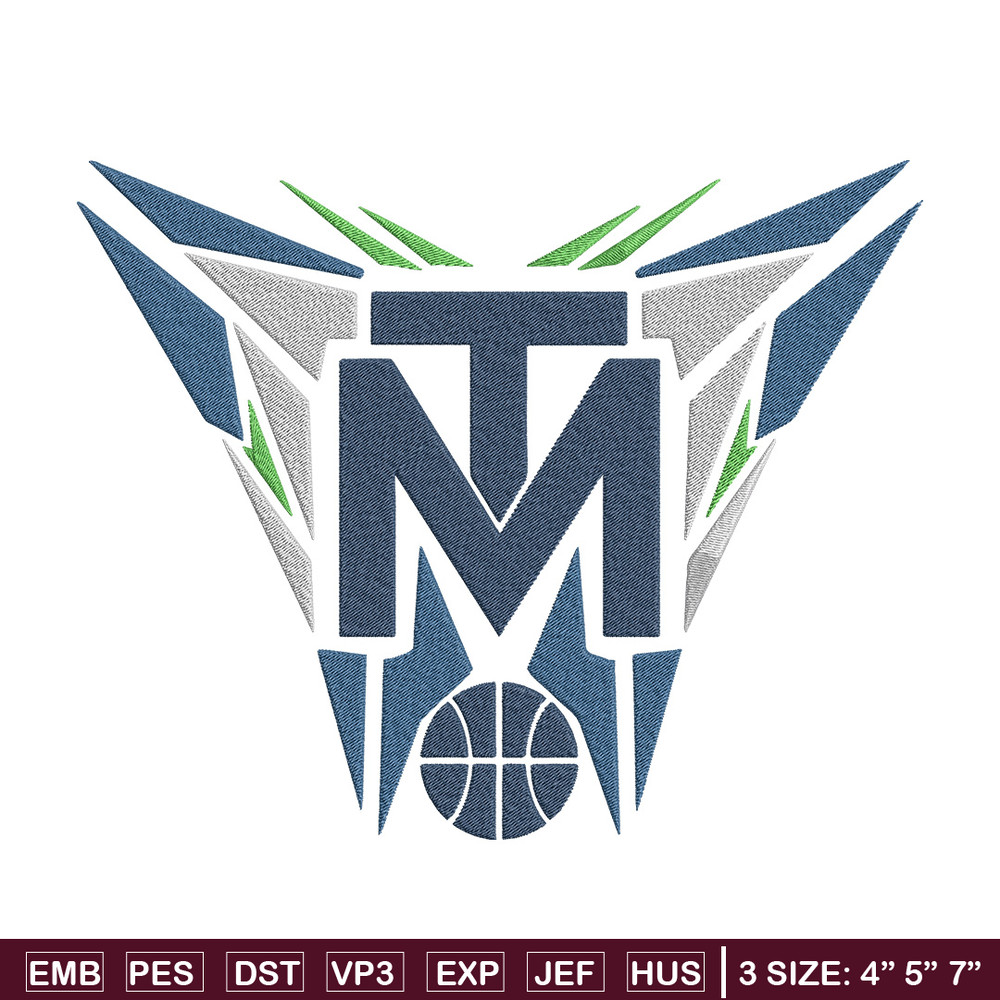 Timberwolves basketball embroidery design, NBA embroidery, Sport embroidery, Embroidery design, Logo sport embroidery.jpg