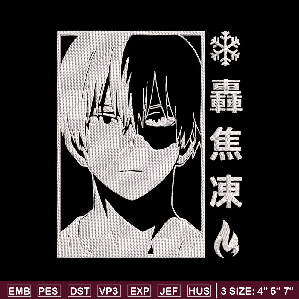 Todoroki Shouto Embroidery Design, Mha Embroidery, Embroidery File, Anime Embroidery, Anime shirt,Digital download..jpg