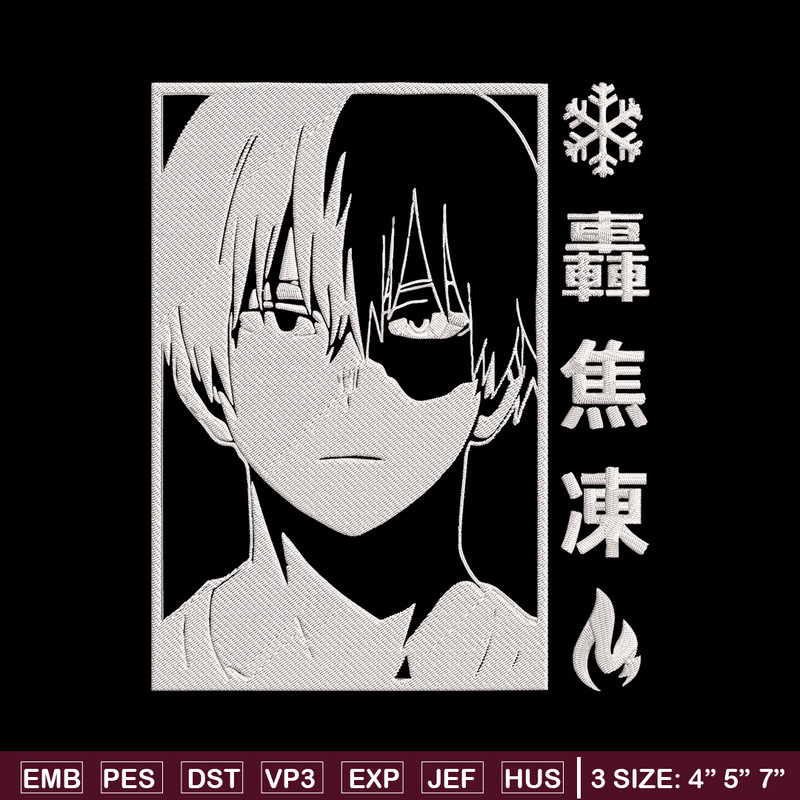 Todoroki Shouto Embroidery Design, Mha Embroidery, Embroidery File, Anime Embroidery, Anime shirt,Digital download..jpg