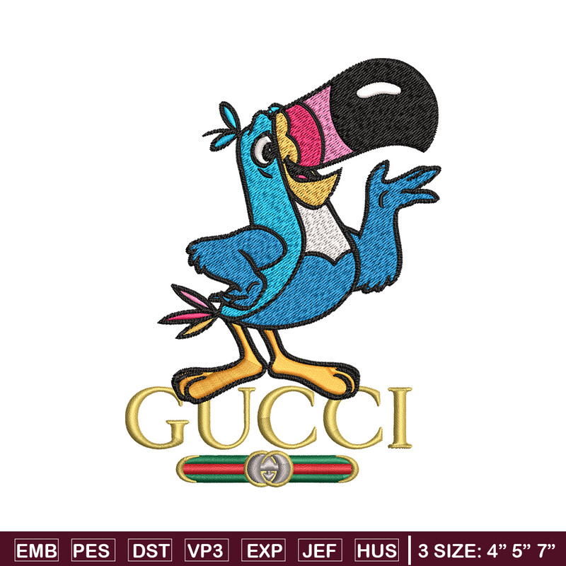 Toucan Sam Gucci Embroidery design, Toucan Sam Embroidery, cartoon design, Embroidery File, Gucci logo, Instant download.jpg