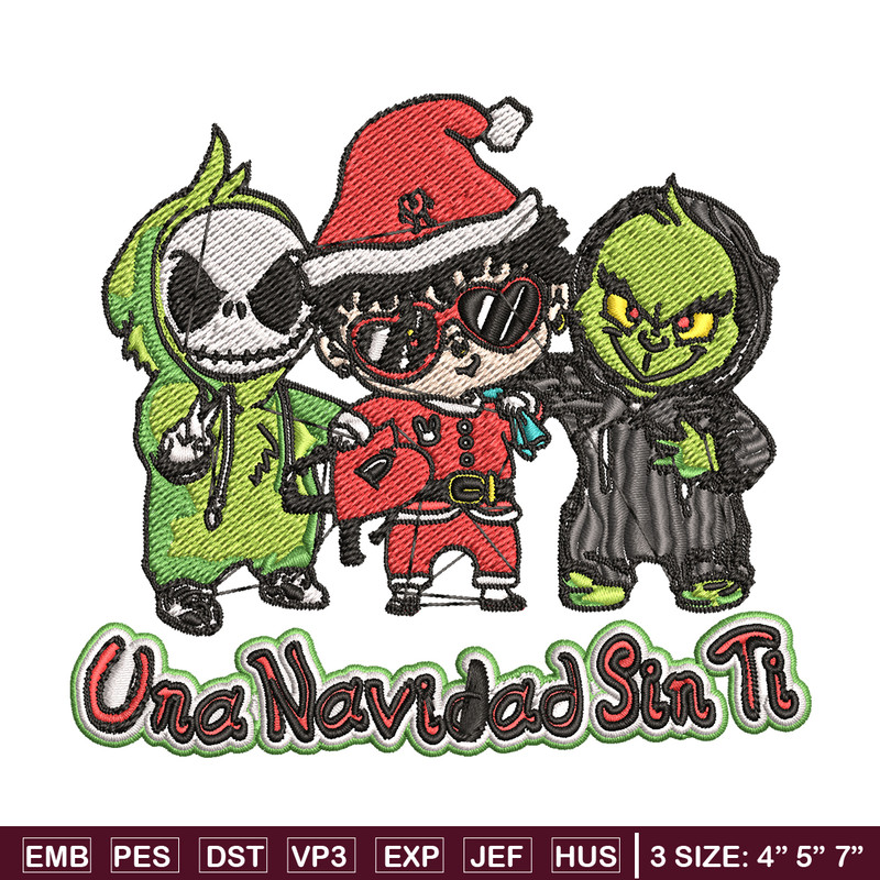 Una Navidad Sin Ti Grinch Embroidery design, Grinch christmas Embroidery, logo design, Embroidery File, Instant download.jpg