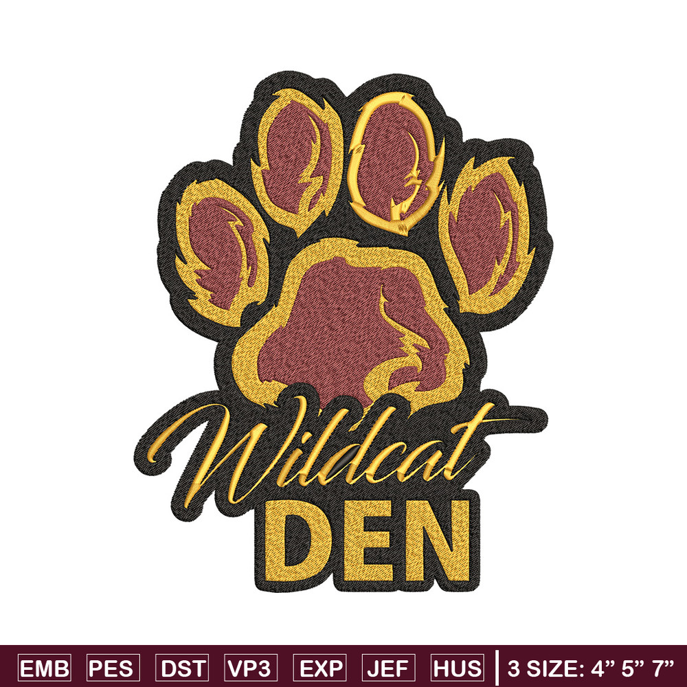 Wildcats' Den embroidery design, Logo embroidery, Sport embroidery, logo sport embroidery, Embroidery design.jpg