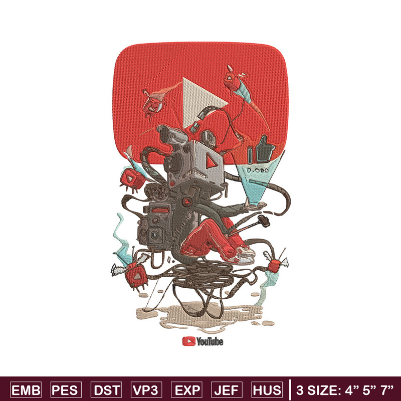 Youtube logo Embroidery Design, Youtube Embroidery, Embroidery File, Anime Embroidery, Anime shirt, Digital download.jpg