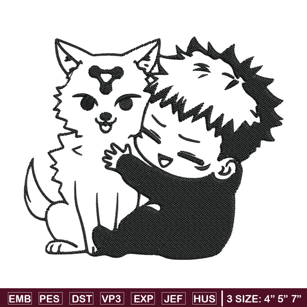 Yuji chibi Embroidery Design, Jujutsu Embroidery, Embroidery File, Anime Embroidery, Anime shirt, Digital download.jpg