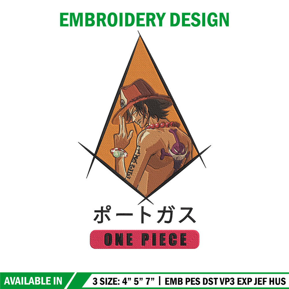Ace poster Embroidery Design, One piece Embroidery, Embroidery File, Anime Embroidery, Anime shirt, Digital download..jpg