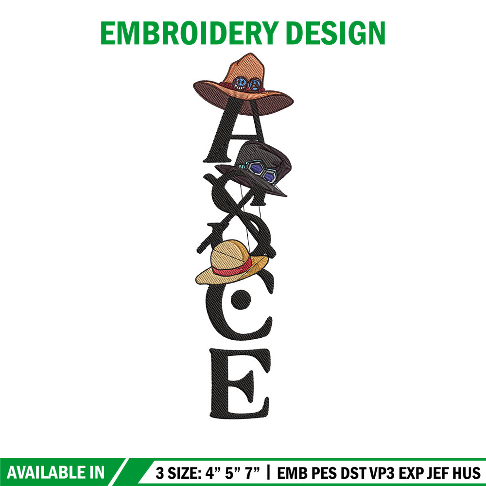 Ace tattoo Embroidery Design, One piece Embroidery, Embroidery File, Anime Embroidery, Anime shirt, Digital download.jpg