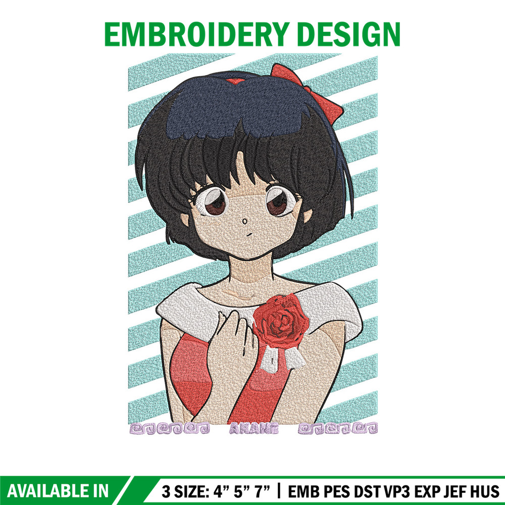 Akane Tendo Embroidery Design, Ranma Embroidery, Embroidery File, Anime Embroidery, Anime shirt, Digital download.jpg