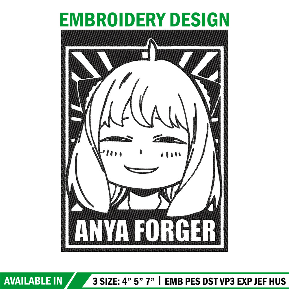 Anya poster Embroidery Design, Spy x family Embroidery, Embroidery File, Anime Embroidery, Anime shirt,Digital download.jpg