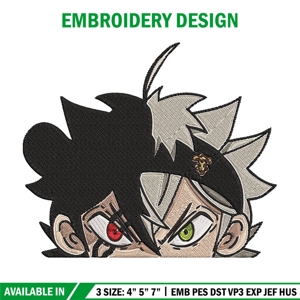Asta Peeker Embroidery Design, Black clover Embroidery, Embroidery File, Anime Embroidery, Anime shirt,Digital download.jpg