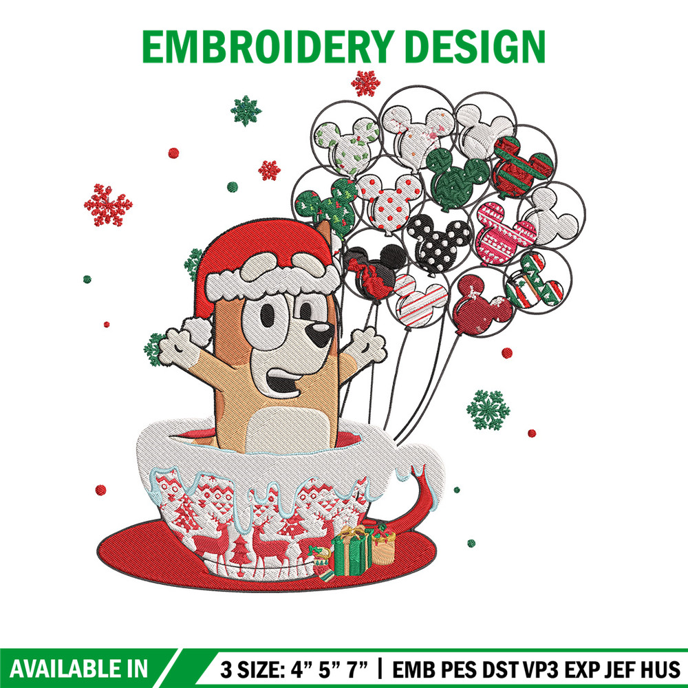 Bingo chrismas Embroidery Design, Bluey Embroidery, Embroidery File, Chrismas Embroidery, Anime shirt, Digital download.jpg