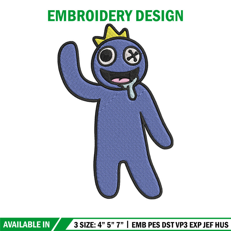 Blue Rainbow Embroidery Design, Rainbow Friends Embroidery, Embroidery File, Anime Embroidery, Digital download..jpg