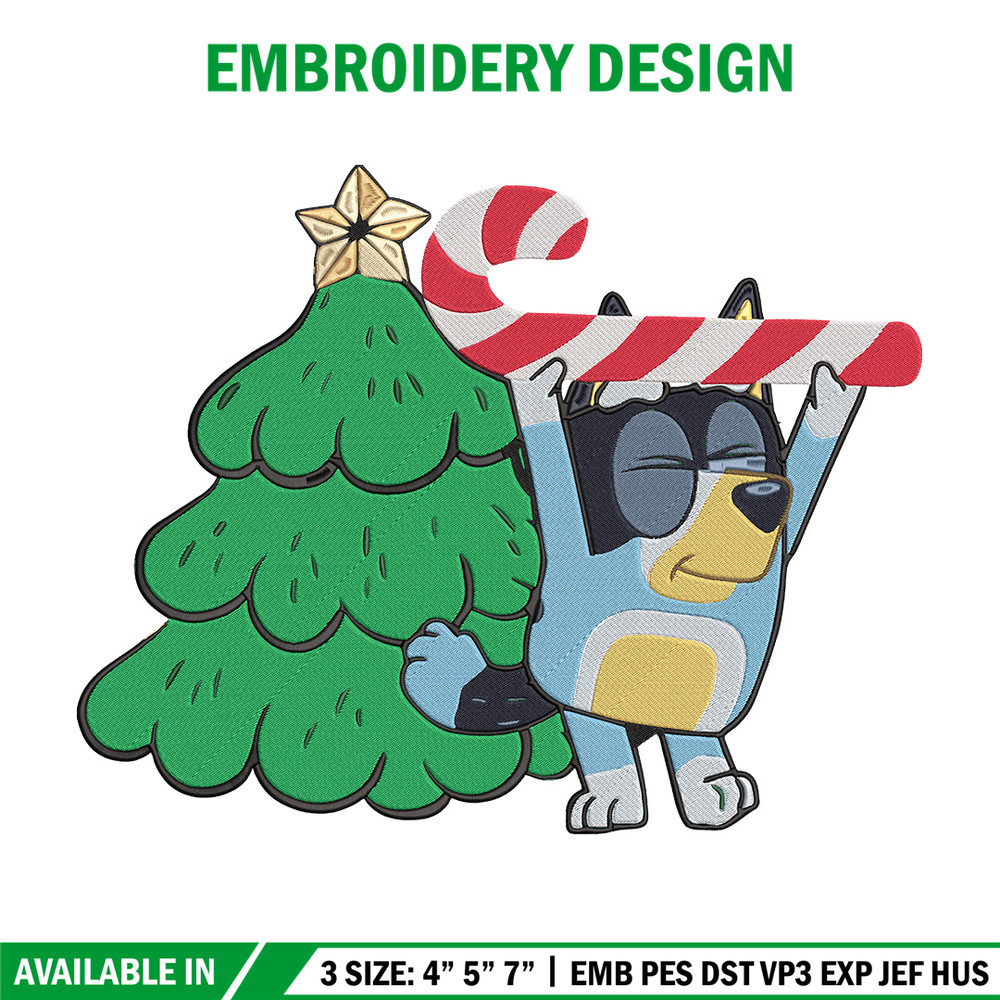Bluey chrismas Embroidery Design, Bluey Embroidery, Embroidery File, Chrismas Embroidery, Anime shirt, Digital download.jpg