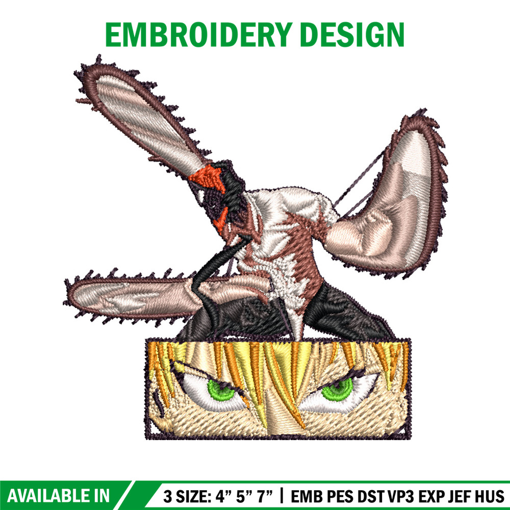 Chainsaw Embroidery Design, Chainsaw man Embroidery, Embroidery File, Anime Embroidery, Anime shirt, Digital download.jpg