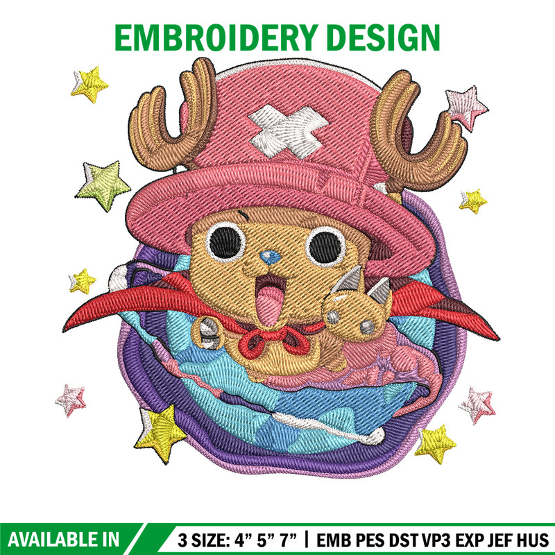 Chopper cute Embroidery Design,One piece Embroidery, Embroidery File, Anime Embroidery, Anime shirt, Digital download.jpg