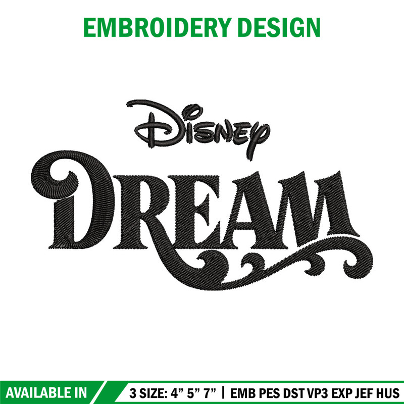 Disney Dream Embroidery Design, Disney logo Embroidery, Embroidery File, Embroidery design, Digital download..jpg
