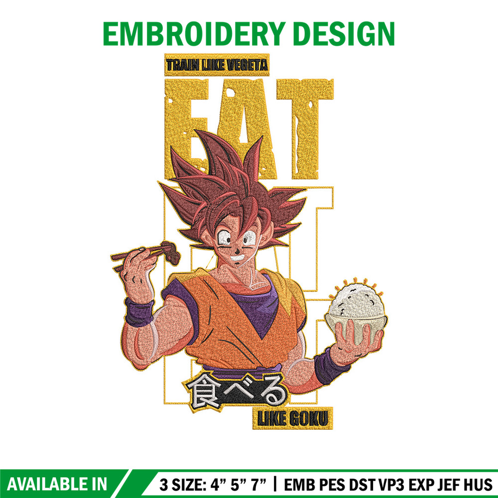 Eat like goku Embroidery Design, Dragonball Embroidery, Embroidery File, Anime Embroidery, Anime shirt, Digital download.jpg