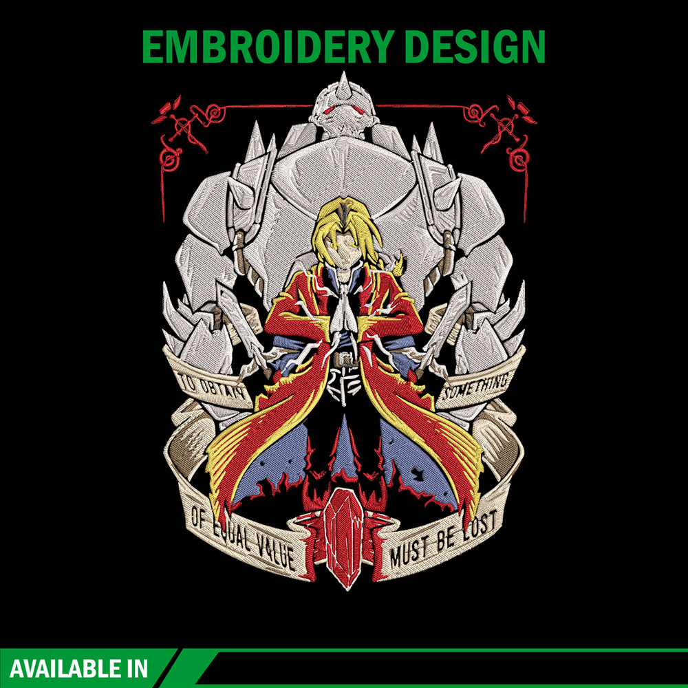 Edward Elric Embroidery Design, Fullmetal Embroidery,Embroidery File,Anime Embroidery, Anime shirt, Digital download.jpg