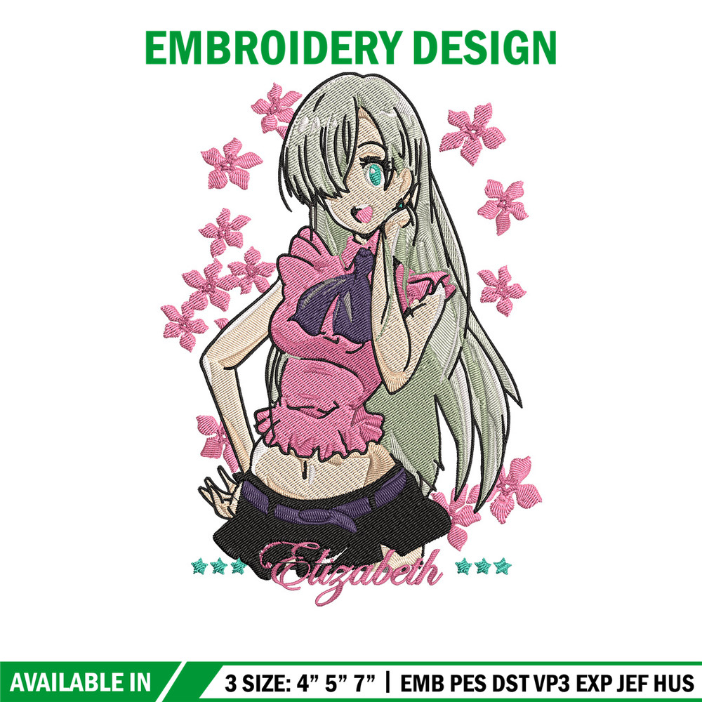 Elizabeth Embroidery Design, Seven Deadly Sins Embroidery, Embroidery File,Anime Embroidery,Anime shirt,Digital download.jpg