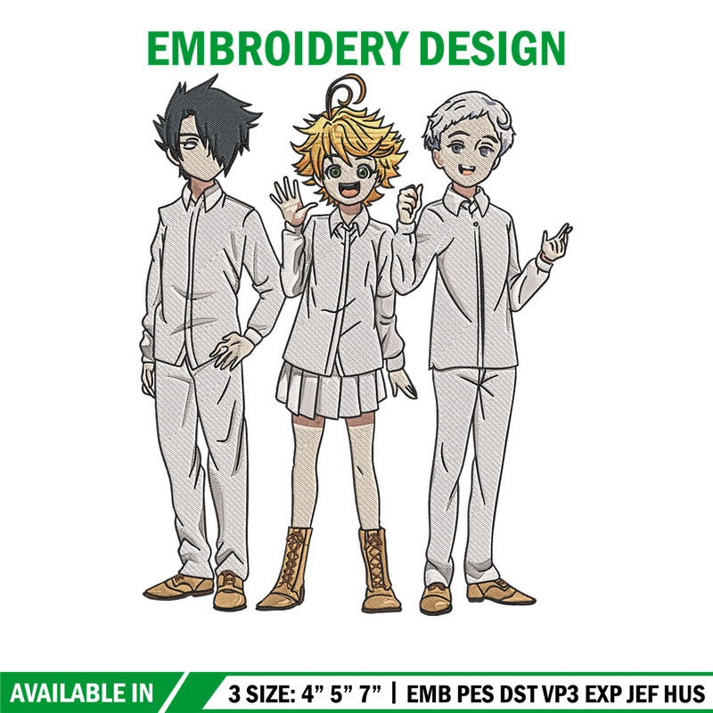 Emma friends Embroidery Design, Oyakusoku Embroidery, Embroidery File, Anime Embroidery, Anime shirt, Digital download.jpg