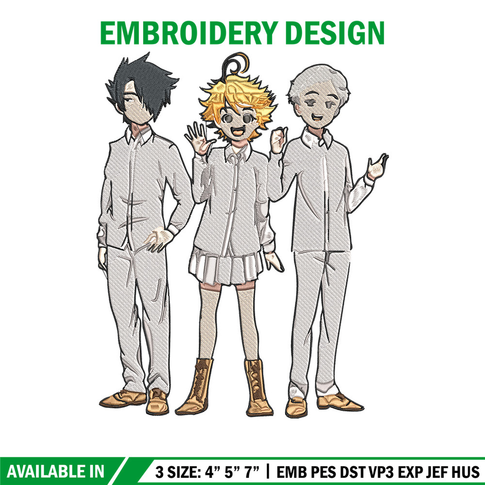 Emma friends Embroidery Design, Promised Neverland Embroidery, Embroidery File, Anime Embroidery, Digital download.jpg