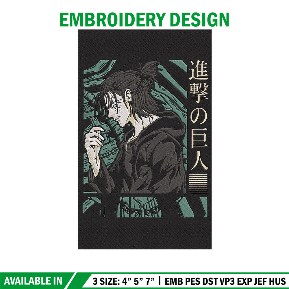 Eren poster Embroidery Design, Aot Embroidery, Embroidery File, Anime Embroidery, Anime shirt, Digital download.jpg