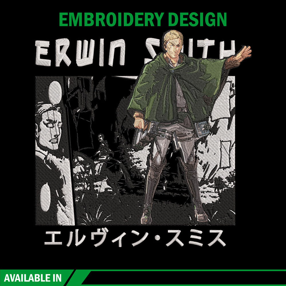 Erwin Smith Embroidery Design, Aot Embroidery, Embroidery File, Anime Embroidery, Anime shirt, Digital download.jpg