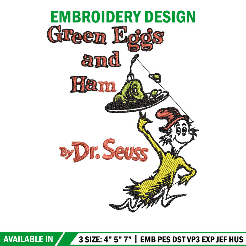 Green eggs and ham buy Dr. Seuss Embroidery Design, Dr Seuss Embroidery, Embroidery File, Digital download..jpg