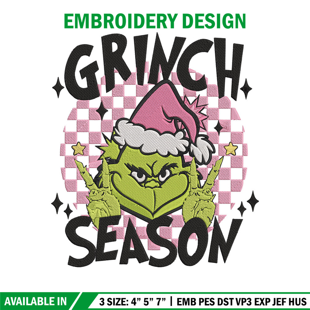Grinchy season Embroidery Design, Grinch Embroidery, Embroidery File,Chrismas Embroidery, Anime shirt, Digital download.jpg