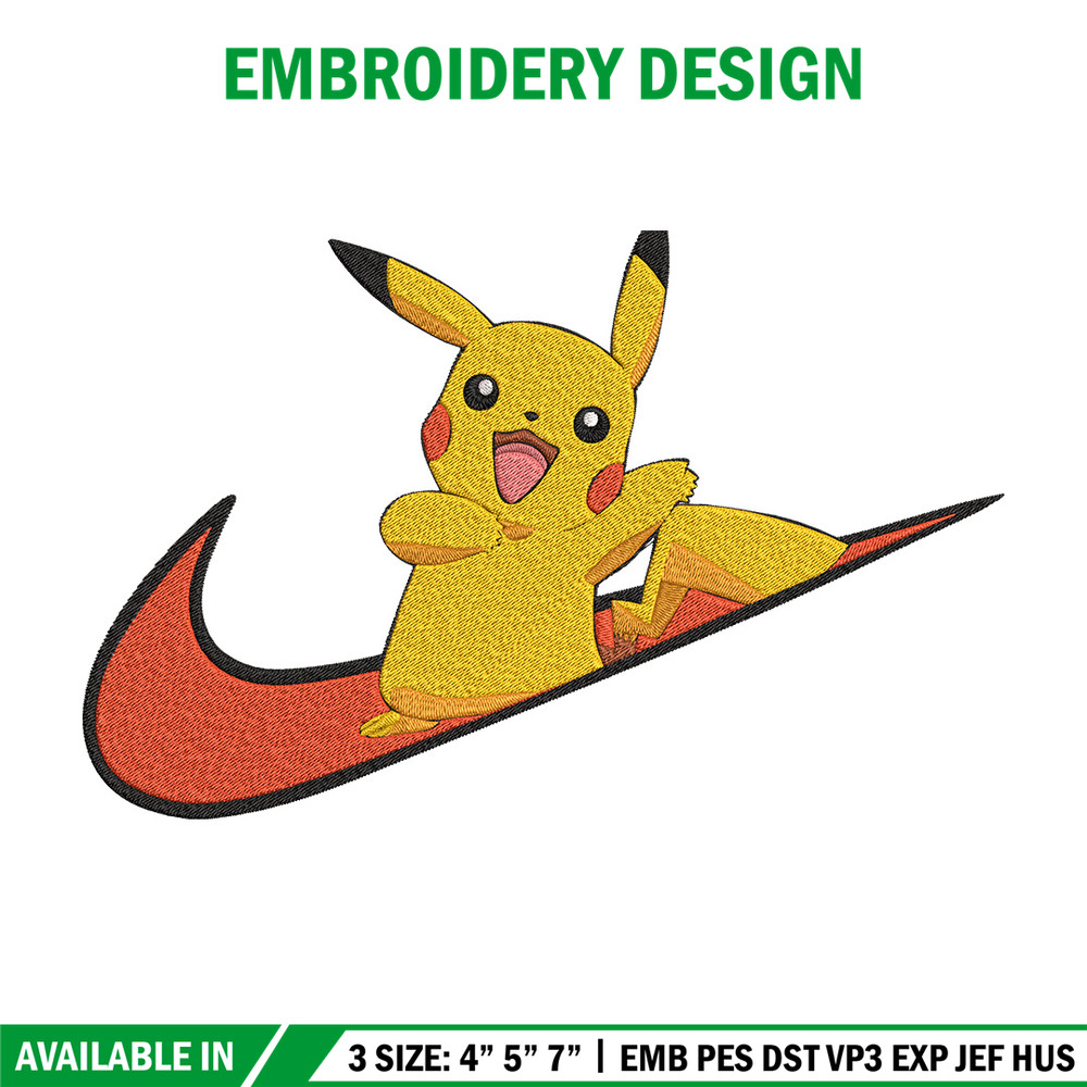 Pikachu x nike Embroidery Design, Pokemon Embroidery, Embroidery File, Nike Embroidery, Anime shirt, Digital download..jpg