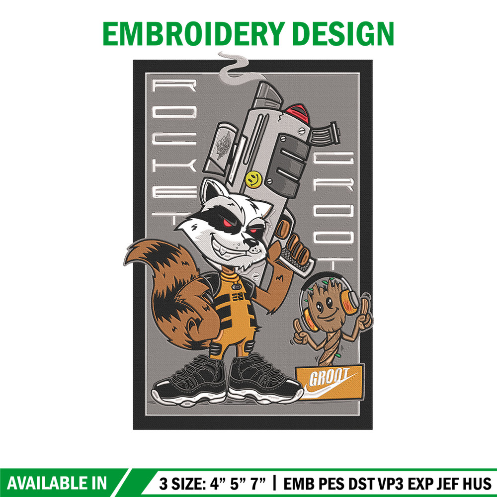 Rocket x groot Embroidery Design, Marvel Embroidery, Embroidery File, Anime Embroidery, Anime shirt, Digital download.jpg
