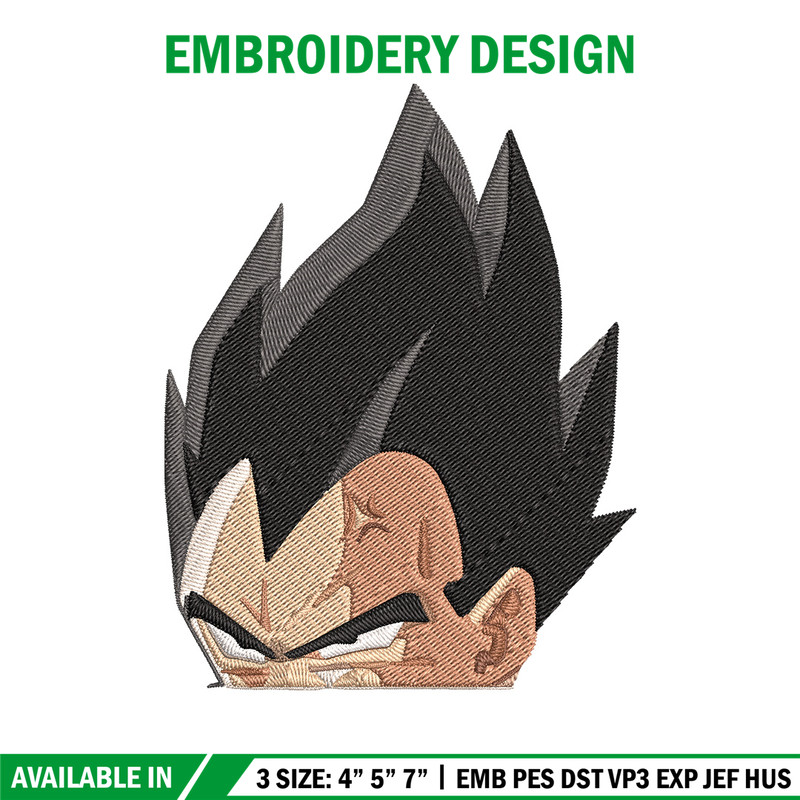 Vegeta peeker Embroidery Design, Dragonball Embroidery, Embroidery File, Anime Embroidery, Anime shirt, Digital download.jpg
