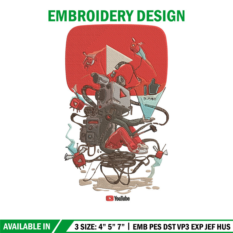 Youtube logo Embroidery Design, Youtube Embroidery, Embroidery File, Anime Embroidery, Anime shirt, Digital download.jpg