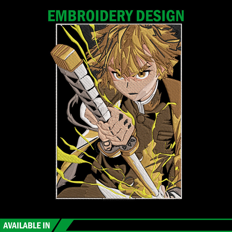 Zenitsu Poster Embroidery Design, Demon slayer Embroidery, Embroidery File, Anime Embroidery, Digital download..jpg
