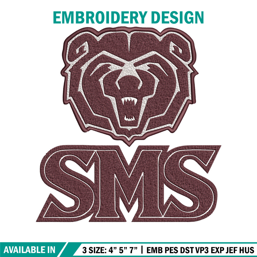 Missouri State logo embroidery design, College embroidery, Sport embroidery, logo sport embroidery, Embroidery design.jpg
