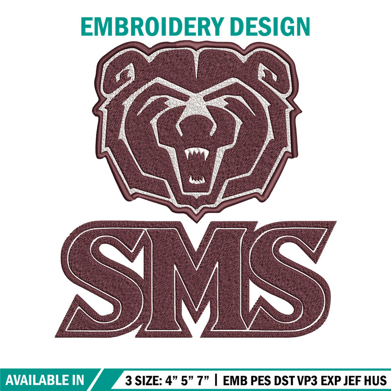 Missouri State logo embroidery design, College embroidery, Sport embroidery, logo sport embroidery, Embroidery design.jpg