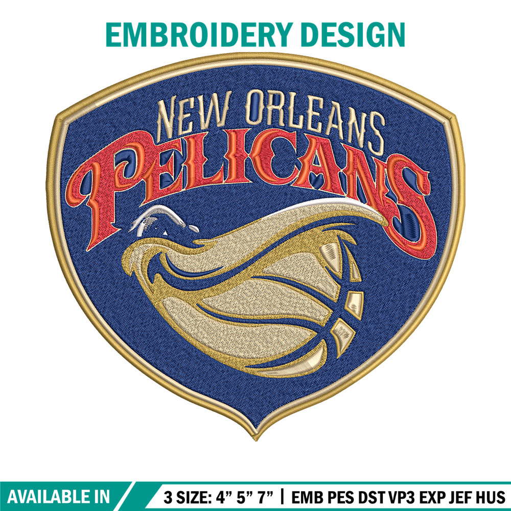 Orleans Pelicans design embroidery design, NBA embroidery, Sport embroidery, Embroidery design, Logo sport embroidery.jpg