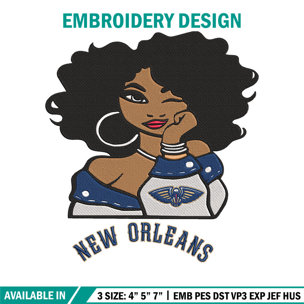 Orleans Pelicans girl embroidery design, NBA embroidery,Sport embroidery, Logo sport embroidery,Embroidery design..jpg